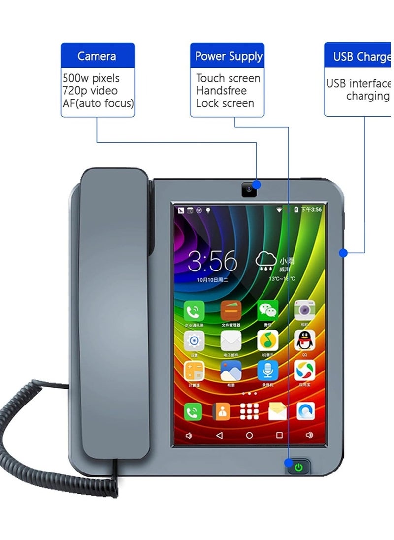 Fixed Phone 3g 4g Sim Card Smart Fixed Phone Touch Screen Video Call Phone With Wifi Recording For Home Business Landline Phones 20 X 21.8 X 5.4 Cm