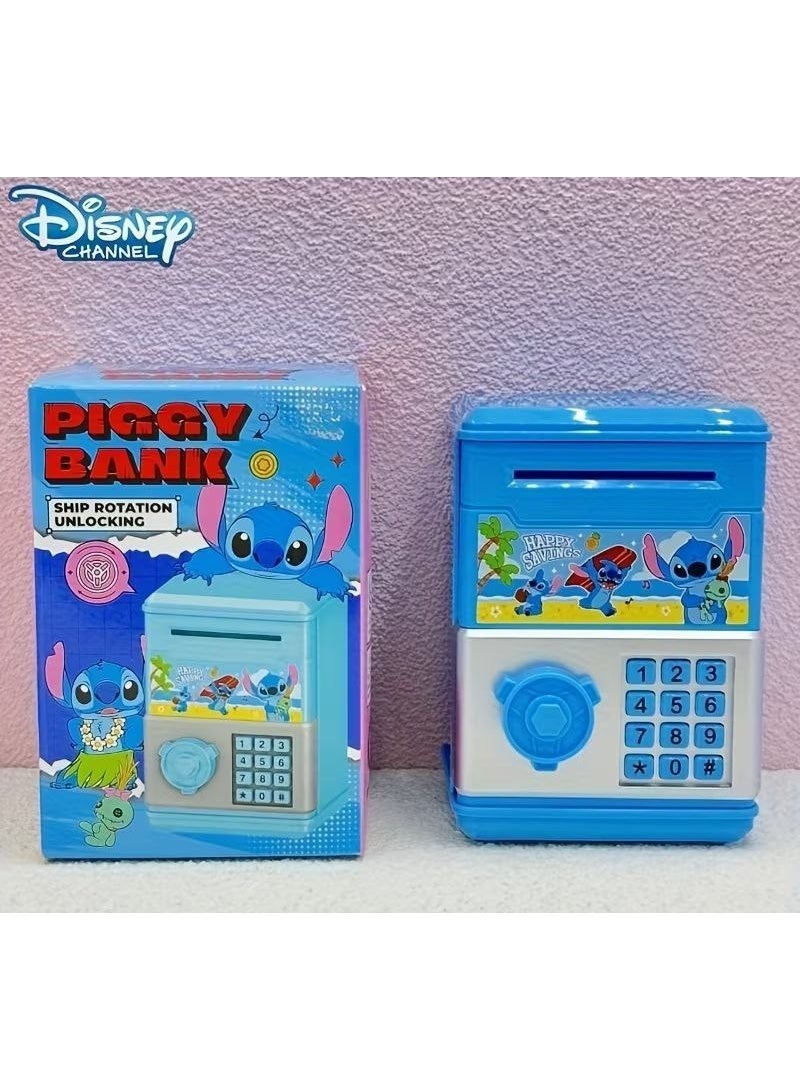 ستيتش حصالة إلكترونية ذكية للأطفال بسحب تلقائي للأموال وكلمة سر – تصميمات كرتونية متعددة وألوان عشوائية – تعليم الادخار بطريقة ممتعة مع صوت تفاعلي صغيرة الحجم - Image 1