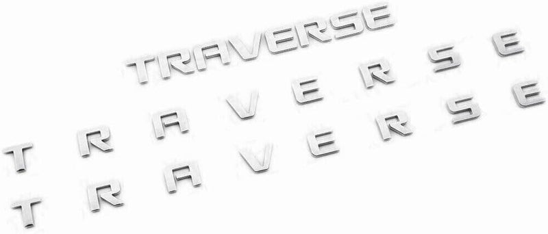 Aimoll 3Pc Traverse Front Door & Liftgate 3D Badge Nameplate Logo Emblem Exterior Sticker Decal Kit Replacement for Traverse 84950540 (Chrome) - Image 1