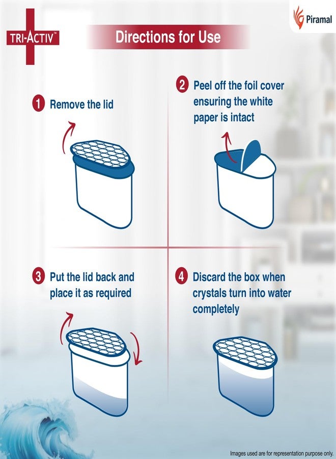 Tri-Activ Moisture Absorber | Absorbs upto 600ml Each | Pack of 2 | Dehumidifier for Room Moisture | Air Freshener & Humidity Absorber for Wardrobe, Toilet & Car | Prevents Mould, Fungus, Odour| Ocean - Image 5