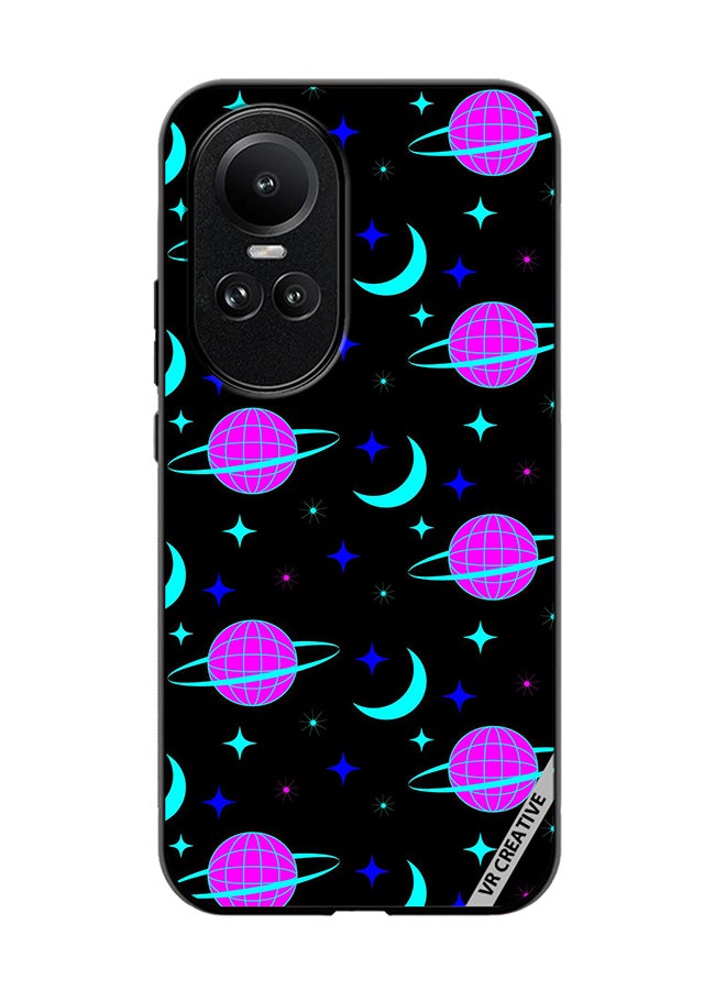 VR CREATIVE Protective Case Cover For Oppo Reno 10 Pro Pattern On Black Design Multicolour - Image 1