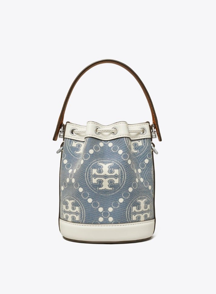 Burch Tory  Mini T Monogram Jacquard Bucket Bag - Image 4