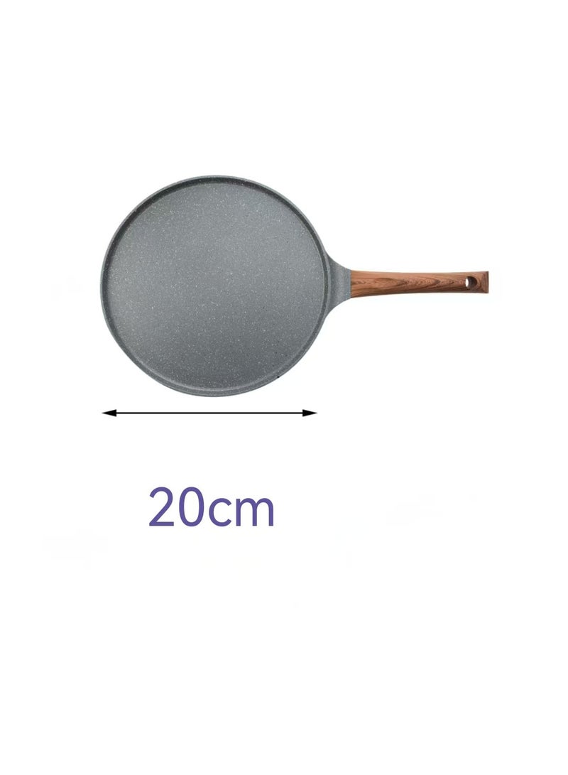 Nonstick Crepe Pan, Swiss Granite Coating Dosa Pan Pancake Flat Skillet Tawa Griddle  20 CM With Stay-Cool Handle, Induction Compatible, PFOA Free (Gray) - Image 2