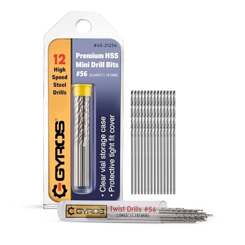GYROS 12 PCS #56 Micro Drill Bit Set – Small Drill Bits for Jewelry, Plastic, Resin, & Soft Metal – High-Speed Steel Wire Gauge Mini Twist Drill Bit Set for Pin Vise Hand Drill & Rotary Tool - Image 1
