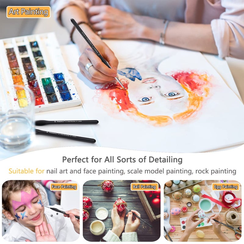 PANDAFLY Miniature Paint Brushes Drybrush Set, 12 Sizes Detail Paint Brush Set, Small Fine Detail Brushes for Acrylic, Watercolors, Oil, Paint by Number, Figurine - Image 3