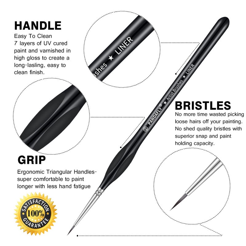 PANDAFLY Miniature Paint Brushes Drybrush Set, 12 Sizes Detail Paint Brush Set, Small Fine Detail Brushes for Acrylic, Watercolors, Oil, Paint by Number, Figurine - Image 2