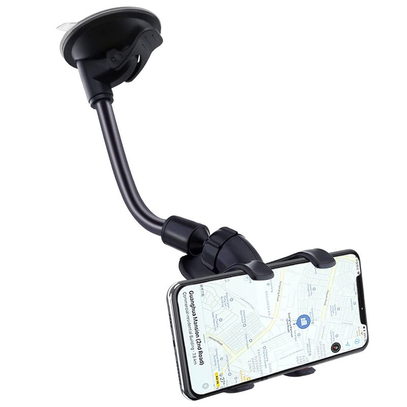 YZtree Phone Holders for Your Car: Windshield Phone Mount with Long Arm, 360Â° Rotation Strong Suction Cell Phone Car Mount, Anti-Shake Stabilizer for iPhone, Samsung, All Smartphones - Image 1
