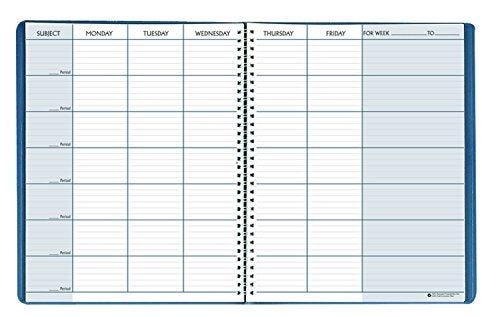 House of Doolittle 50907 Teacher's Planner, Embossed Simulated Leather Cover, 11 x 8-1/2, Blue - Image 2