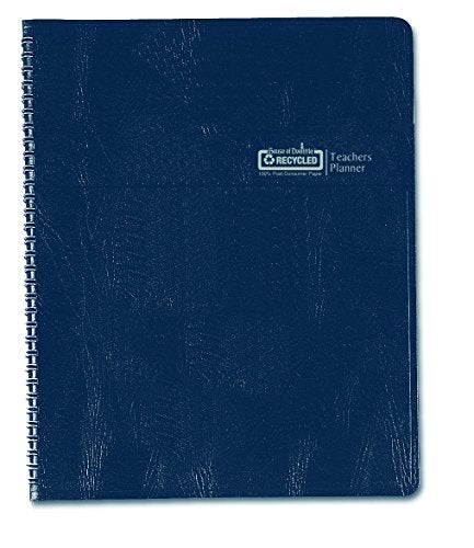 House of Doolittle 50907 Teacher's Planner, Embossed Simulated Leather Cover, 11 x 8-1/2, Blue - Image 1