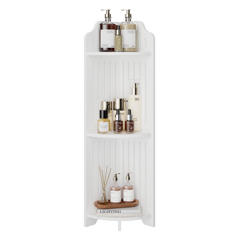 VECELO 3Tier Bathroom Shelves for Narrow Space Modern Corner Shelf StandSmall Storage Organizer for BathroomToilet Paper StandWhite - Image 2