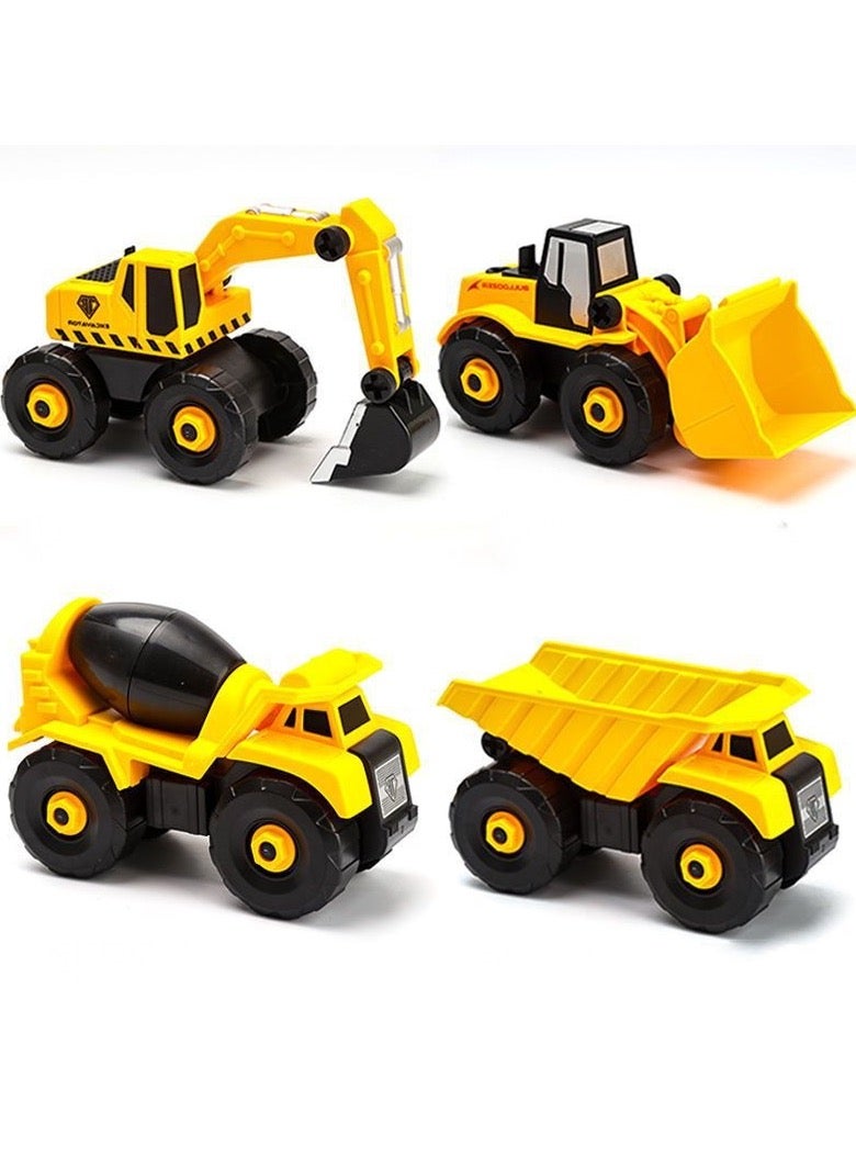 Construction Toys, 4-Pack , Push-Powered Yellow Construction Vehicle Toys, Includes Dump Truck, mud tankerWheel Loader, and Excavator for Kids and Toddlers Ages 2+  - Image 1