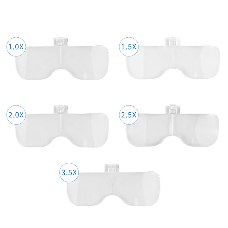 LED Illuminated Headband Magnifier 5 Detachable Lens 1.0X-3.5X Interchangeable Magnifier Glasses Loupe Cold or Warm Light Magnifying Tool for PCB Watch Jewelry Close up Work - Image 5