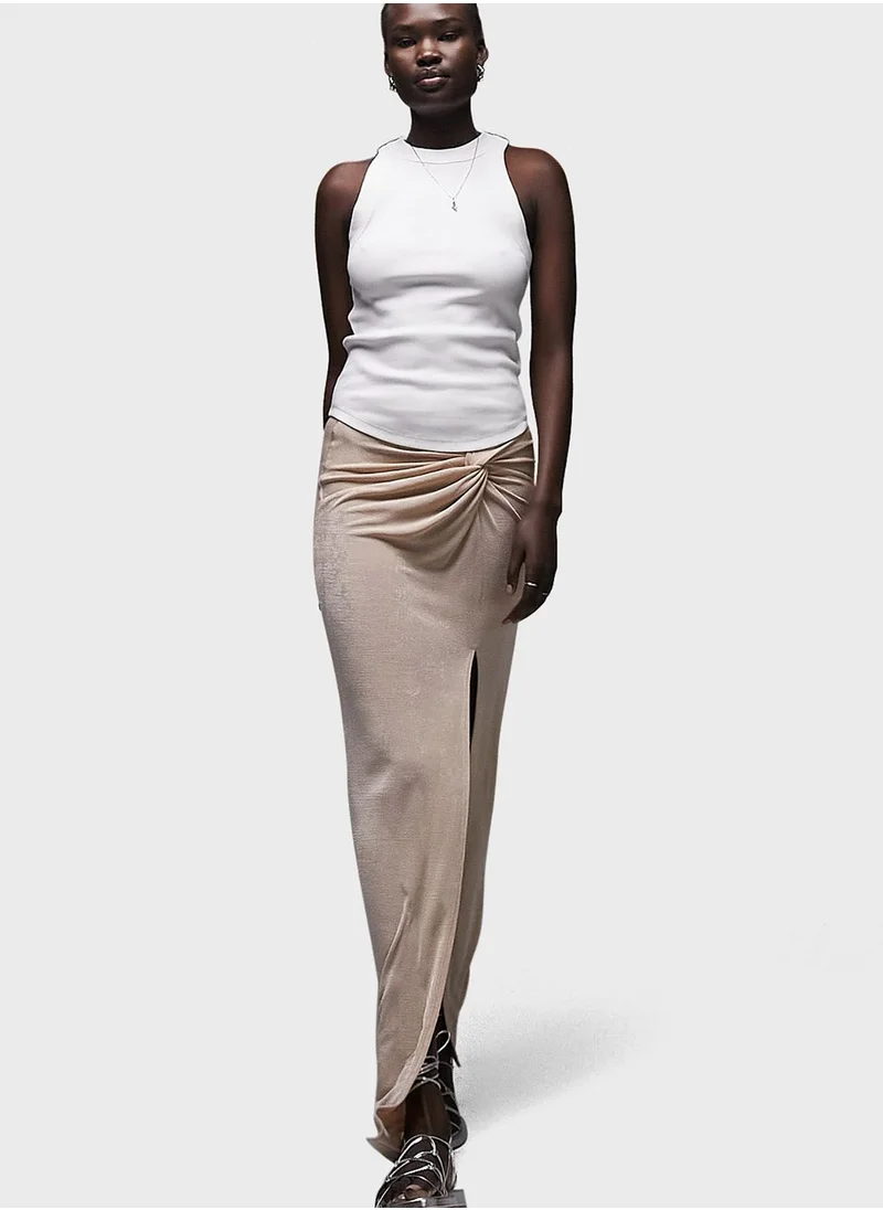 Topshop Tall Front Twisted Maxi Skirt