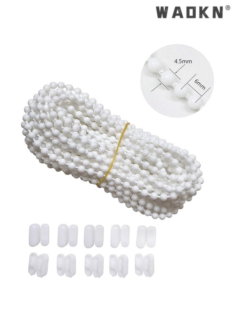 WAOKN 10 Meters Roller Blind Cord with 10 Pieces Plastic Roller Blind Chain Connectors for Roller, Roman, Vertical, Venetian Blind, Roller Blind Fittings, Roller Blind Spares, Roller Blind Cord  - Image 1