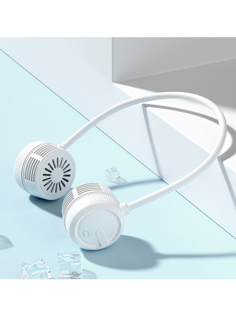 Arabest مروحة رقبة محمولة، مروحة رقبة قابلة للطي بدون شفرات، مروحة شخصية قابلة للارتداء مع تعديل سرعة الرياح بثلاث سرعات، مناسبة للسفر والرياضة في الهواء الطلق والداخل، لون أبيض - Image 1