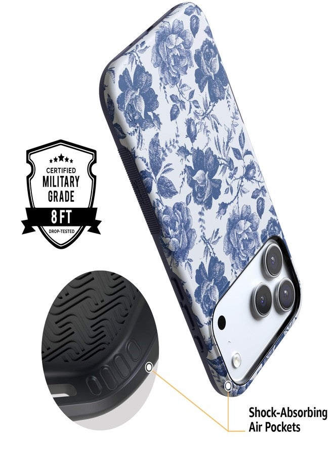Casely iPhone 17 Pro Case | Rose to Fame | Blue & White Rose Floral | Compatible with MagSafe | Bold Protective Design - Image 4