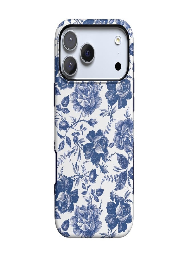 Casely iPhone 17 Pro Case | Rose to Fame | Blue & White Rose Floral | Compatible with MagSafe | Bold Protective Design - Image 1