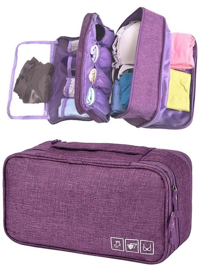 HOUSE OF QUIRK Polyester Travel Multi-Function Bra Underwear Packing Organize Storage Bag,Bra/Socks/Cosmetic Accessories Storage Case(Purple),11.9 Cm,14.4 Cm - Image 3