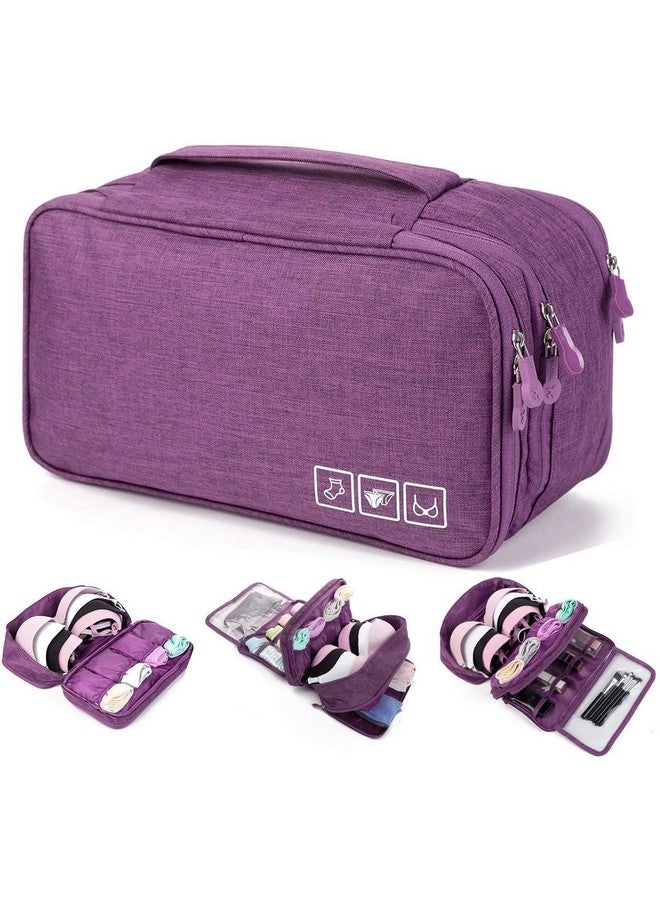 HOUSE OF QUIRK Polyester Travel Multi-Function Bra Underwear Packing Organize Storage Bag,Bra/Socks/Cosmetic Accessories Storage Case(Purple),11.9 Cm,14.4 Cm - Image 1