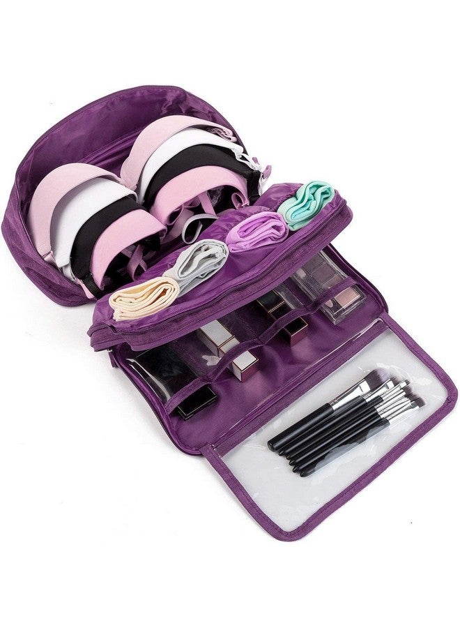 HOUSE OF QUIRK Polyester Travel Multi-Function Bra Underwear Packing Organize Storage Bag,Bra/Socks/Cosmetic Accessories Storage Case(Purple),11.9 Cm,14.4 Cm - Image 2