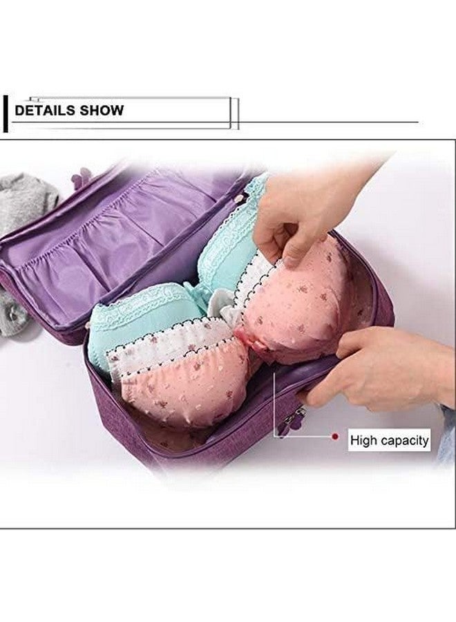HOUSE OF QUIRK Polyester Travel Multi-Function Bra Underwear Packing Organize Storage Bag,Bra/Socks/Cosmetic Accessories Storage Case(Purple),11.9 Cm,14.4 Cm - Image 4
