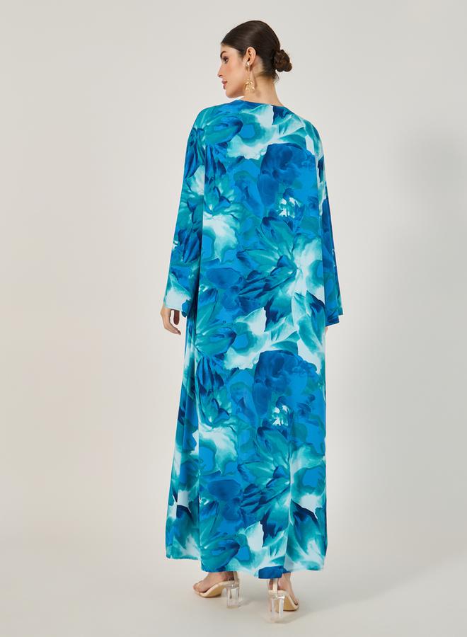 Styli Floral Printed Regular Fit Maxi Kimono  - Image 4