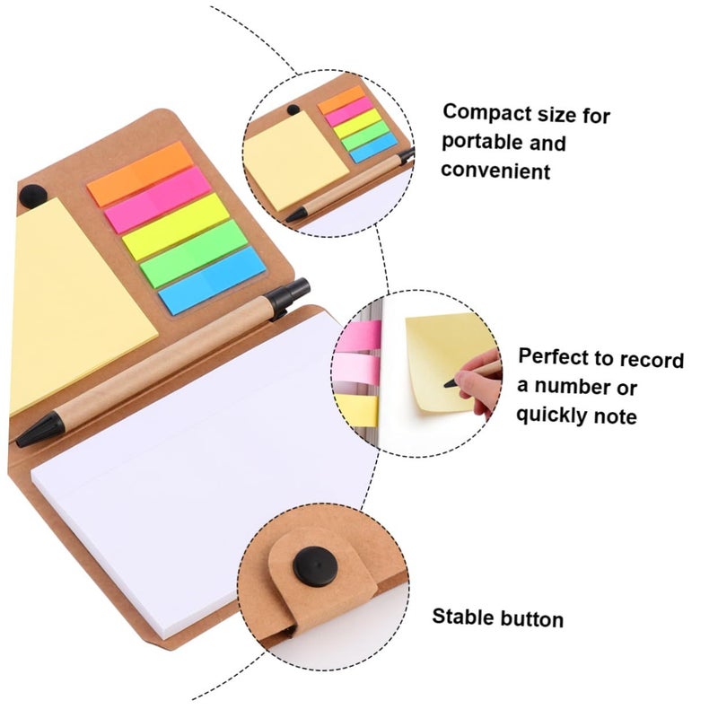 Multifunctional College Ruled Notepad With Sticky Tabs For Study Reading Writing Khaki - Image 4