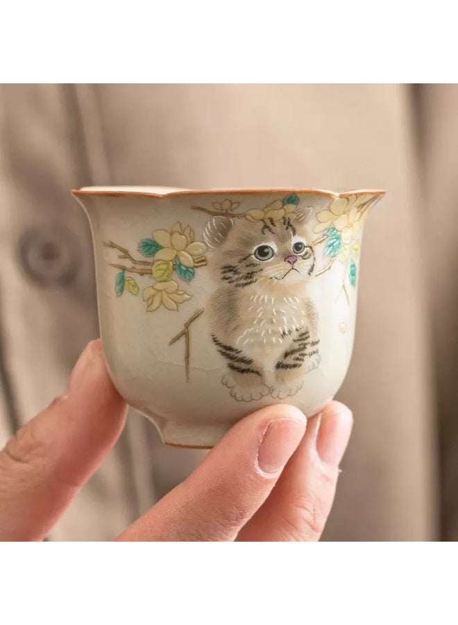 ROOMTONE Tea Cup, Espresso Cup, Coffee Cup, 1 piece, Lovely Cat, 40ml, Small cup,Simplified Paper Box Packaging - Image 1