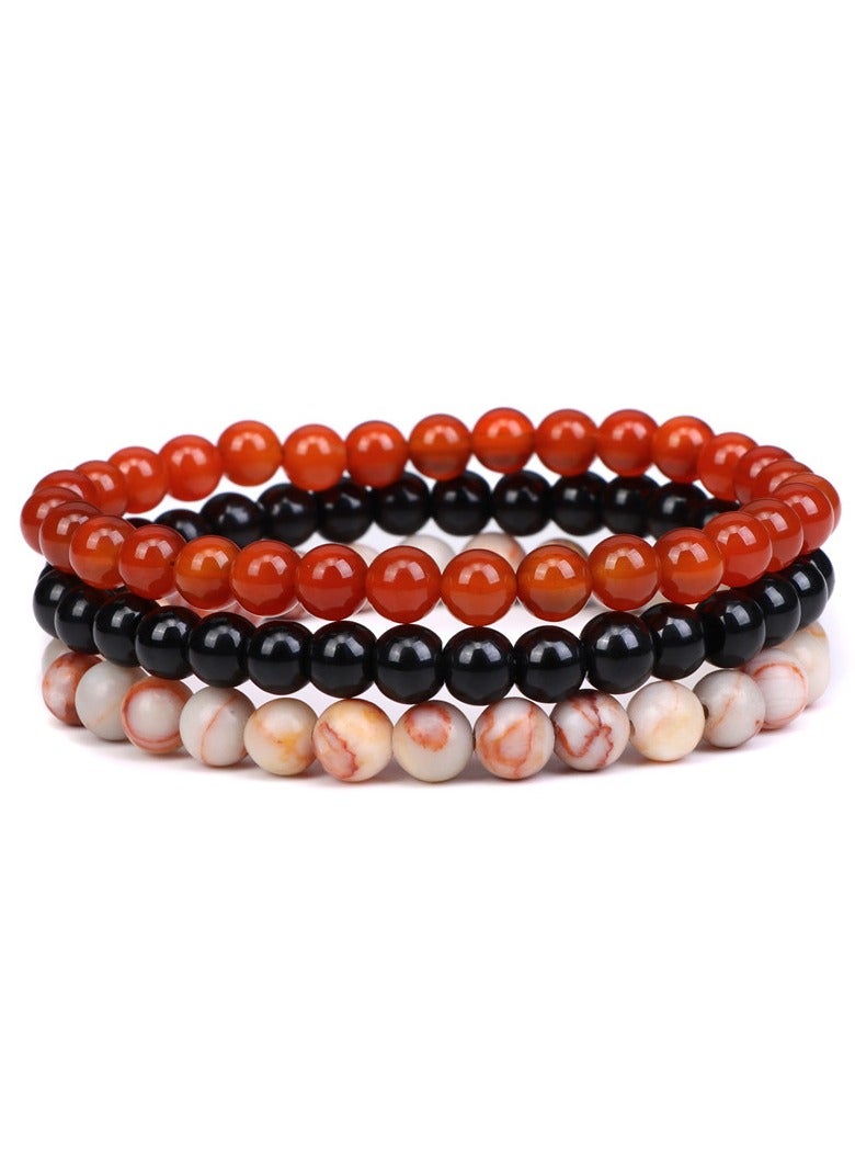 6 PCS 4mm Mini Semi - Precious Gemstones, Beaded Bracelets for Women Men Healing Stone Bracelet Crystal, Beaded Bracelet Adjustable Elastic Stretch Bracelet Unisex Jewelry Gifts