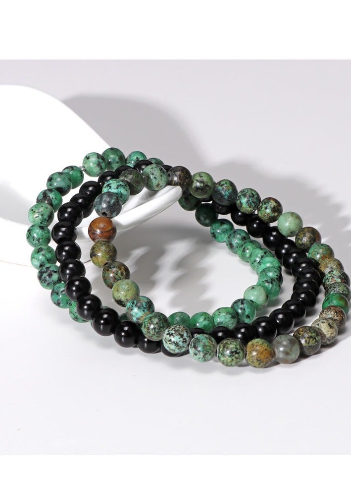 6 PCS 4mm Mini Semi - Precious Gemstones, Beaded Bracelets for Women Men Healing Stone Bracelet Crystal, Beaded Bracelet Adjustable Elastic Stretch Bracelet Unisex Jewelry Gifts