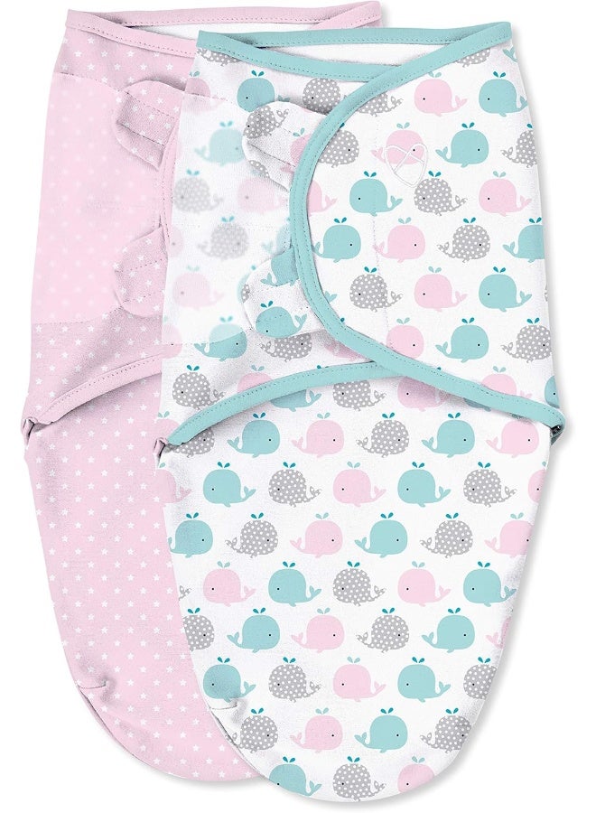 SwaddleMe Original Swaddle - Size Small, 0-3 Months, 2-Pack (Pink Polka Whale) - Image 1