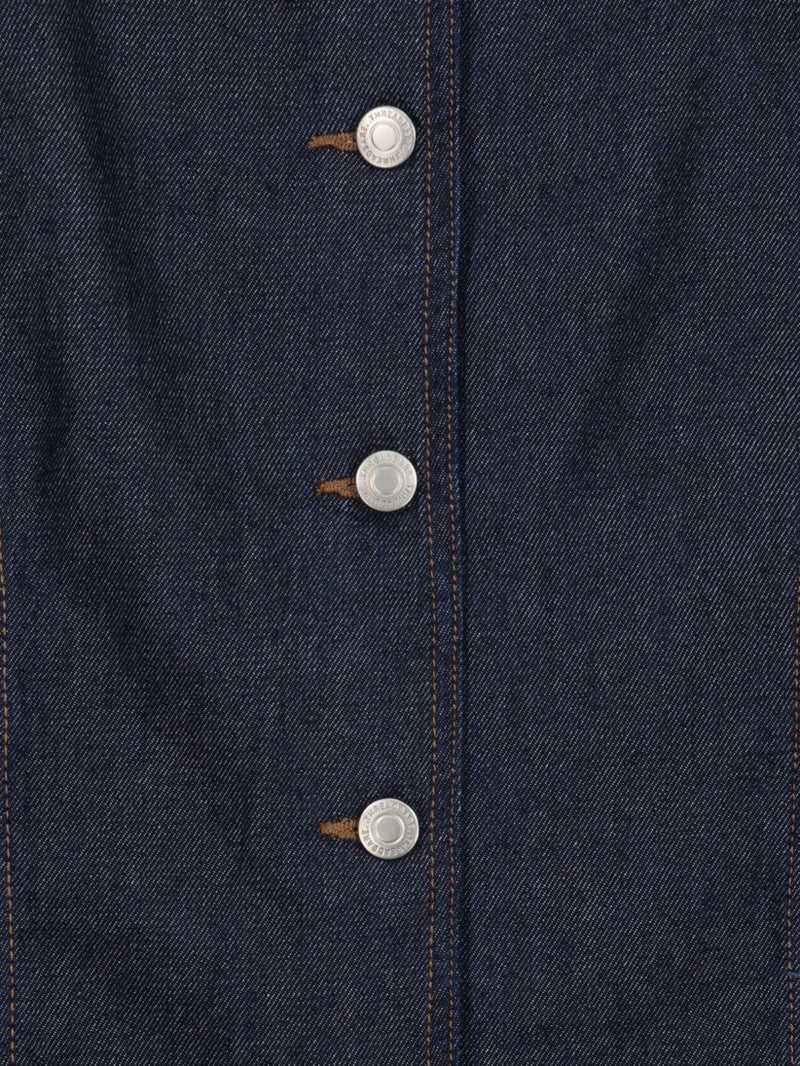 Threadbare Women Round Neck Sleeveless Washed Denim Top, Navy - Image 5