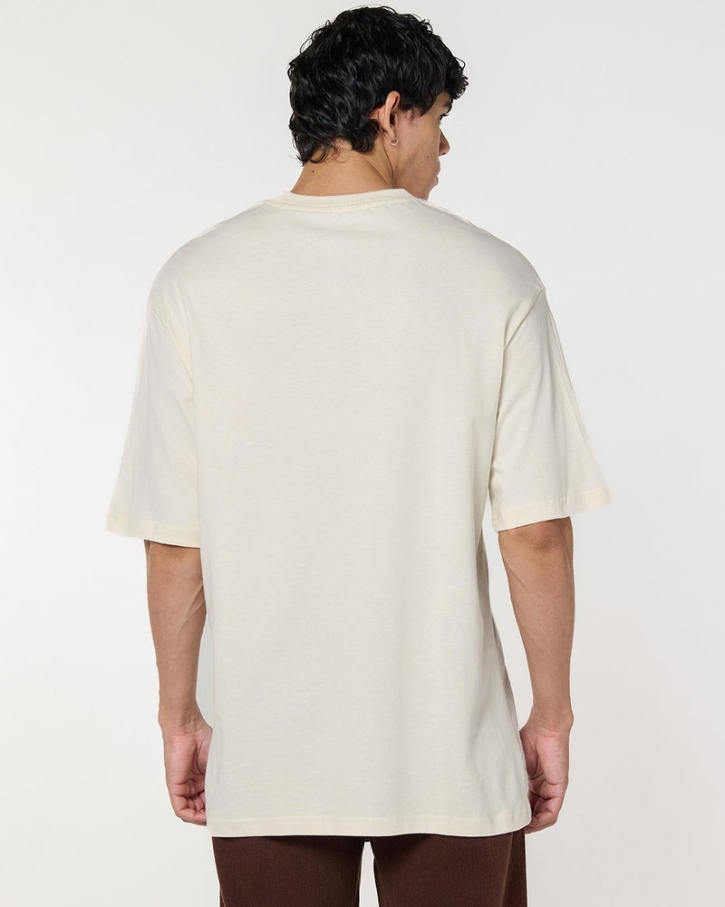 bewakoof Men's Gardenia Coffin Break Graphic Printed Oversized T-shirt - Image 4