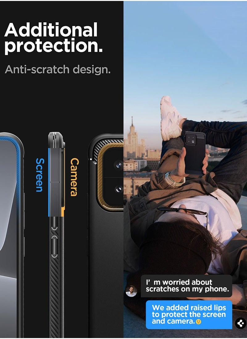 Spigen Rugged Armor for Xiaomi 13 Case Cover with Carbon Fiber Accents - Matte Black  - Image 4