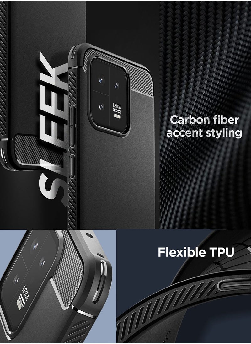Spigen Rugged Armor for Xiaomi 13 Case Cover with Carbon Fiber Accents - Matte Black  - Image 2