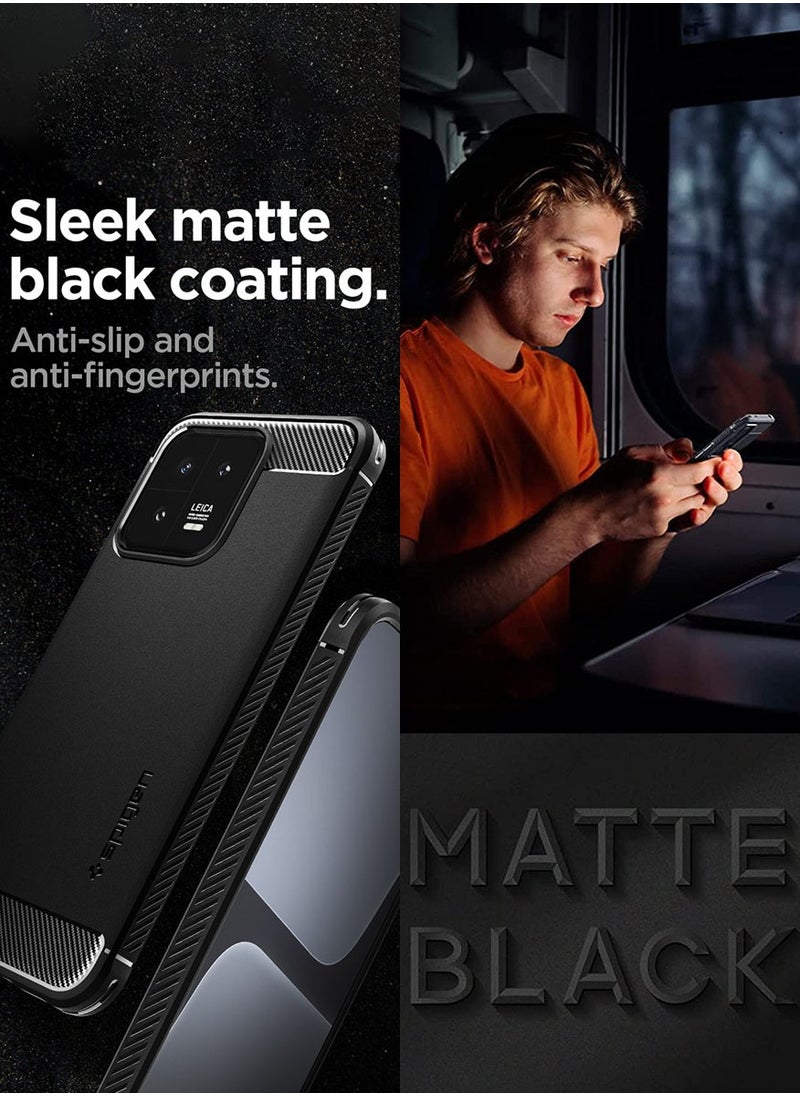 Spigen Rugged Armor for Xiaomi 13 Case Cover with Carbon Fiber Accents - Matte Black  - Image 3