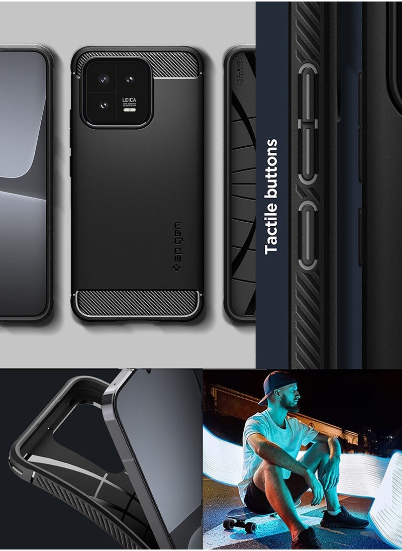Spigen Rugged Armor for Xiaomi 13 Case Cover with Carbon Fiber Accents - Matte Black  - Image 5