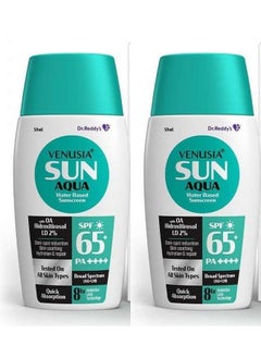 VENUSIA Aqua Water Based Sunscreen I Spf 65 ++++| 8Hrs Hydration Lock I Uva, Uvb Protection I Ultra Light For Oily And Acne Skin |50 Ml X Pack Of 2  - Image 1