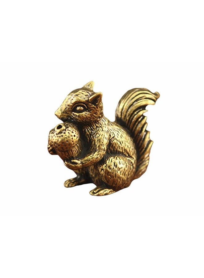 FANBODTA Vintage Bronze Squirrel Statue - Solid Copper Desk Decor, Paperweight, Tea Pet & Incense Holder, Hand-Polished Gift for Home Office (41mm) - Image 1