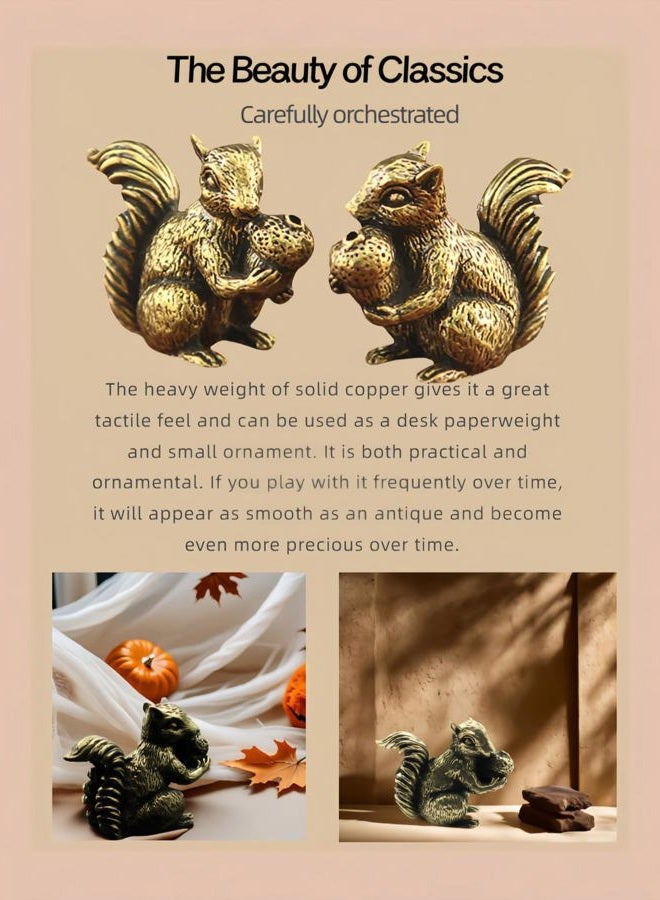 FANBODTA Vintage Bronze Squirrel Statue - Solid Copper Desk Decor, Paperweight, Tea Pet & Incense Holder, Hand-Polished Gift for Home Office (41mm) - Image 5