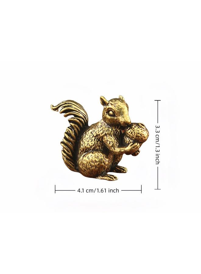 FANBODTA Vintage Bronze Squirrel Statue - Solid Copper Desk Decor, Paperweight, Tea Pet & Incense Holder, Hand-Polished Gift for Home Office (41mm) - Image 3