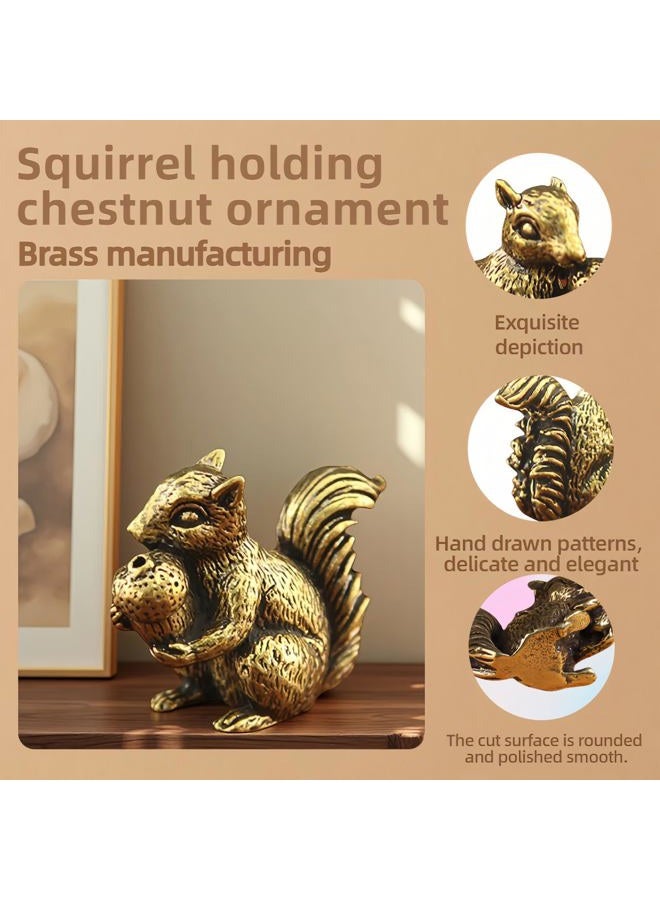 FANBODTA Vintage Bronze Squirrel Statue - Solid Copper Desk Decor, Paperweight, Tea Pet & Incense Holder, Hand-Polished Gift for Home Office (41mm) - Image 2