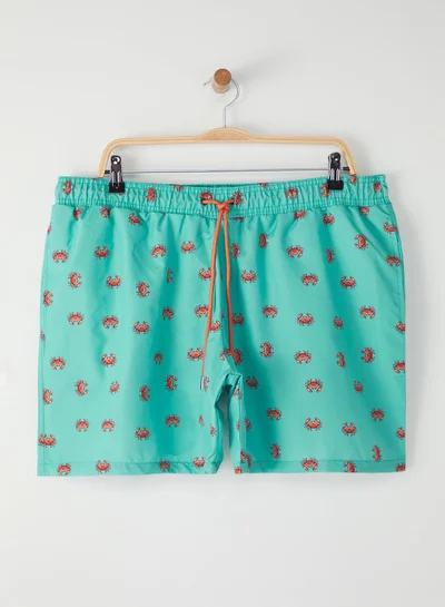 صفقة trendyol Mint Standard Size Crab Printed Large Size Swim Shorts Tmnss24Kd00006 على Noon EG