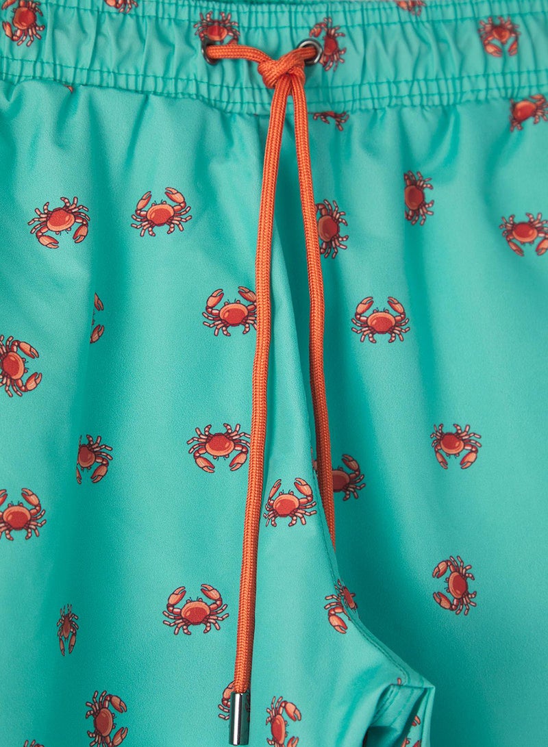 trendyol Mint Standard Size Crab Printed Large Size Swim Shorts Tmnss24Kd00006 - Image 2