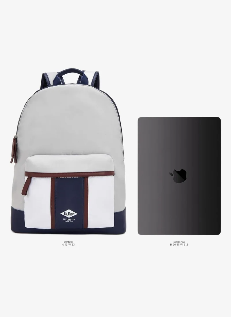 Lee Cooper GREY Colorblock Print School Backpack With Padded Straps - 33x20x43 CM for Women | Best Price UAE