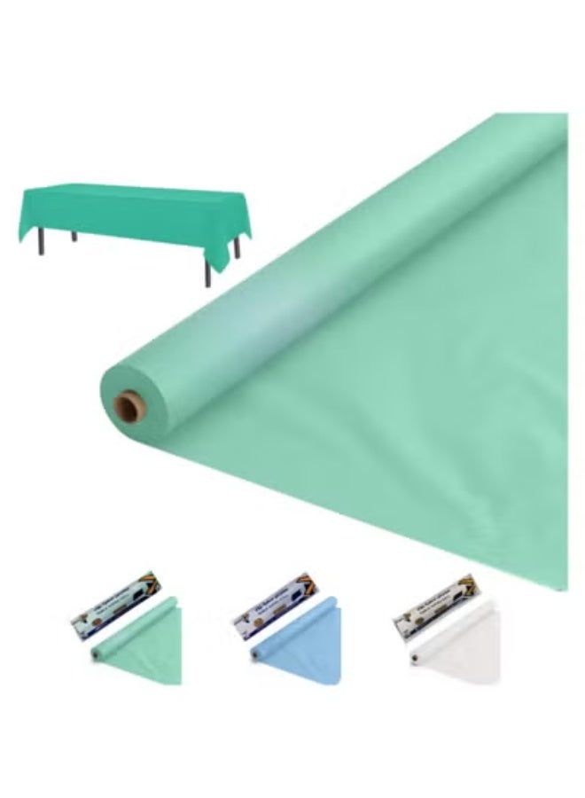 AlsayedP 50 Pcs Sufra Roll Sea Green Plastic Table Cover Roll 100 x 100 cm Disposable Table Cloth for Picnic, Party, Banquet, Birthdays, Weddings (Sea Green 50pcs) - Image 1