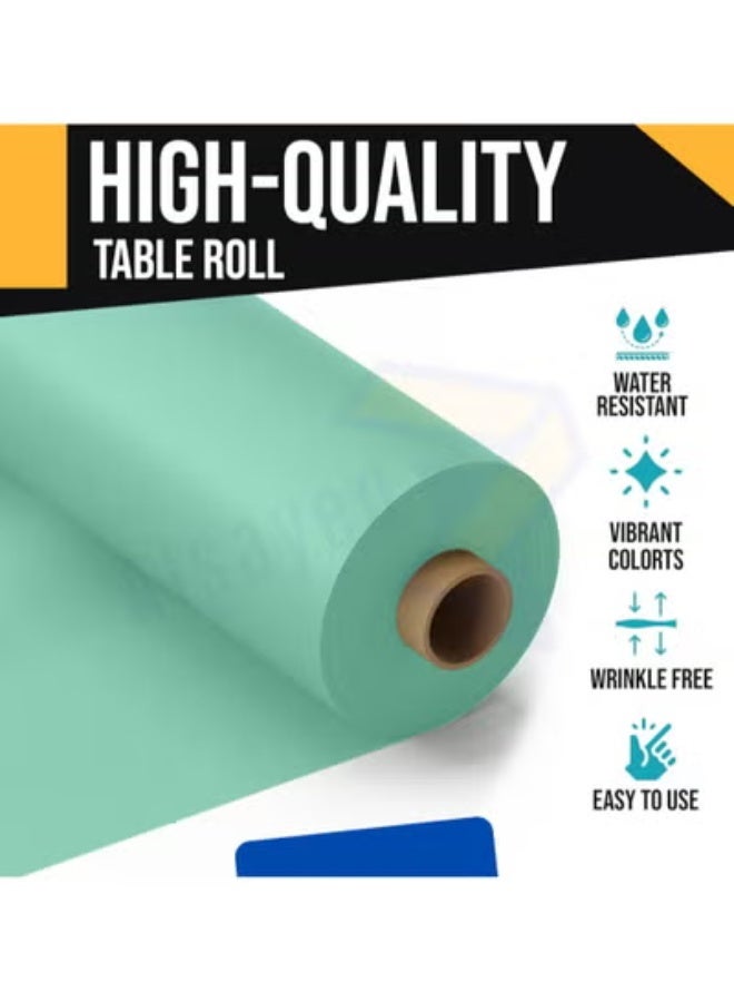AlsayedP 50 Pcs Sufra Roll Sea Green Plastic Table Cover Roll 100 x 100 cm Disposable Table Cloth for Picnic, Party, Banquet, Birthdays, Weddings (Sea Green 50pcs) - Image 4