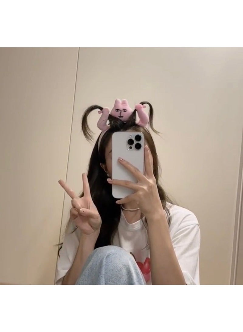 Hair Band Pink Bunny Ears - Image 3