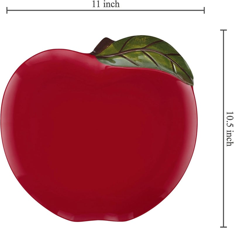 UP UPware Apple Melamine Dinner Plate Set Apple Shaped Plates for Main course Pasta and Salad BPAFree Dishwasher Safe Red 11 Inch Set of 6 - Image 3