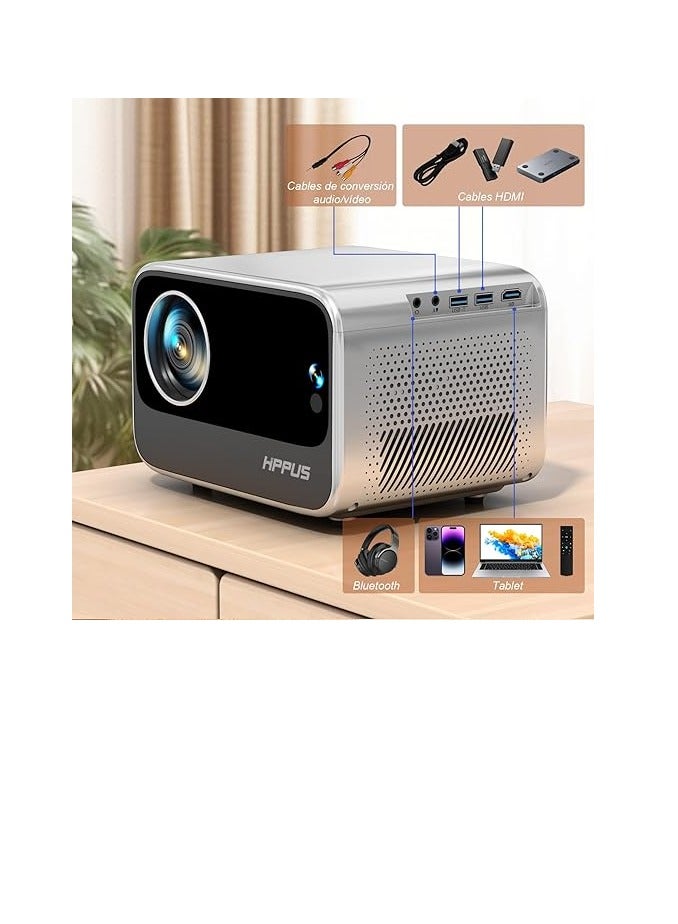 【Android TV】  Projector 4K WiFi6 Bluetooth Full HD 1080P Native 500ANSI, Electric Focus Projector Home Cinema for iOS/Android/TV Stick, USB AV HDMI  - Image 2